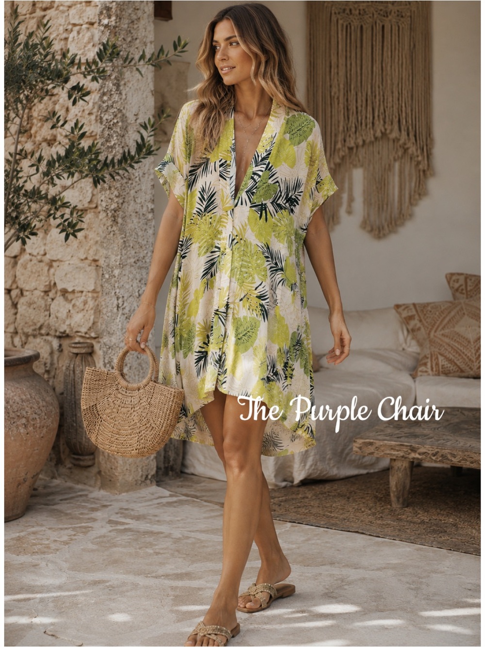 VICI Boho Tropical Vibes Only Versatile Kimono Dress M